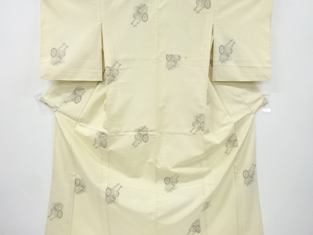 JAPANESE KIMONO / ANTIQUE HITOE KIMONO / SILK / TSUMUGI / WOVEN CARRIAGE